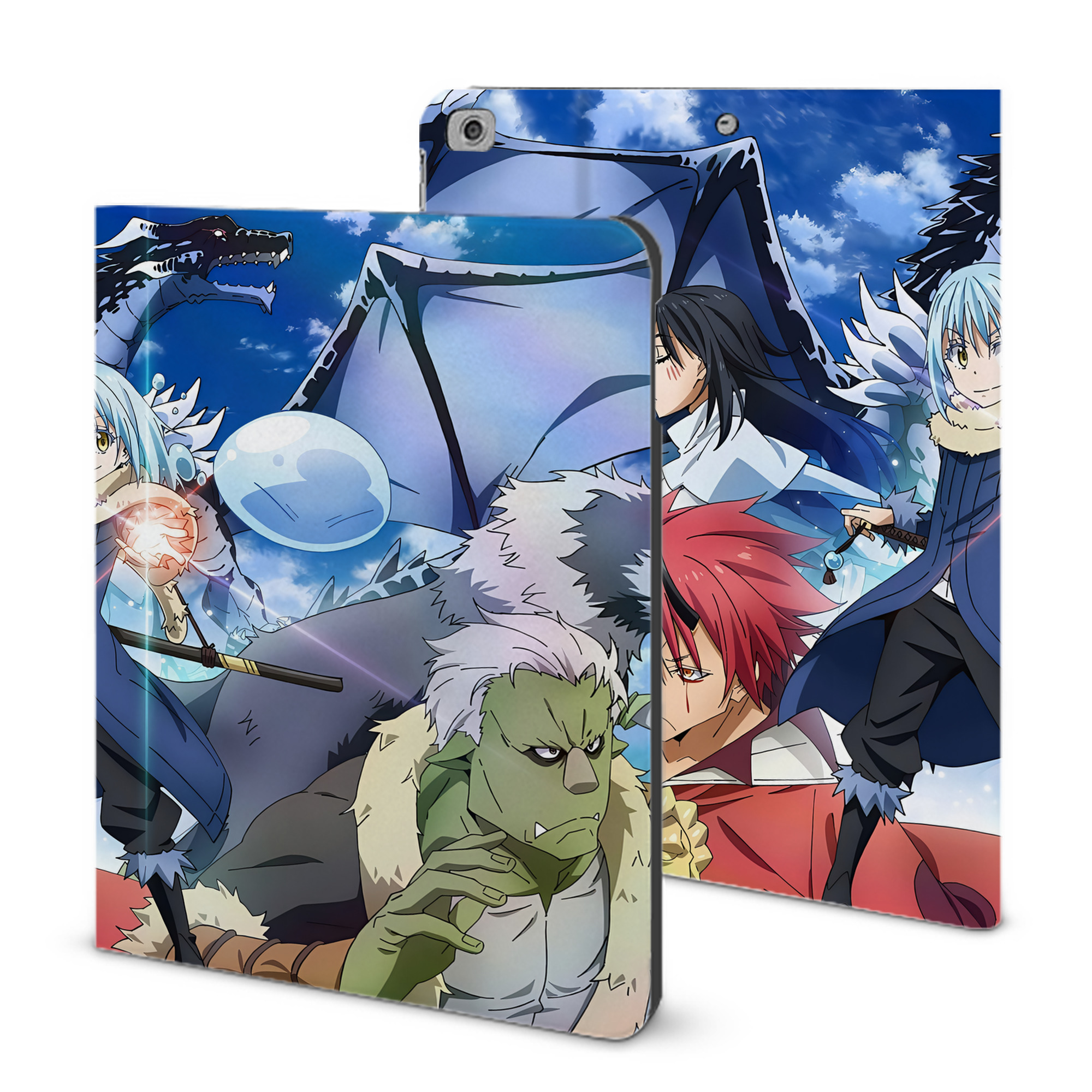 （画像用） 転スラ Regarding Reincarnated to Slime IPad ケース ブック型 PUレザー TPU 耐衝撃 軽量 薄型 ペン収納なし 全面保護 IPad 各モデル対応